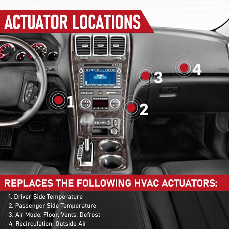 AA Ignition HVAC Air Blend Door Actuator - Replaces 15-73989, 604-140, 20826182, 1573989 - Compatible with Chevy Traverse 09-12, GMC Acadia 07-12, Buick Enclave 2008-2012 - AC Heater Blend Mode Actuator - Image 3